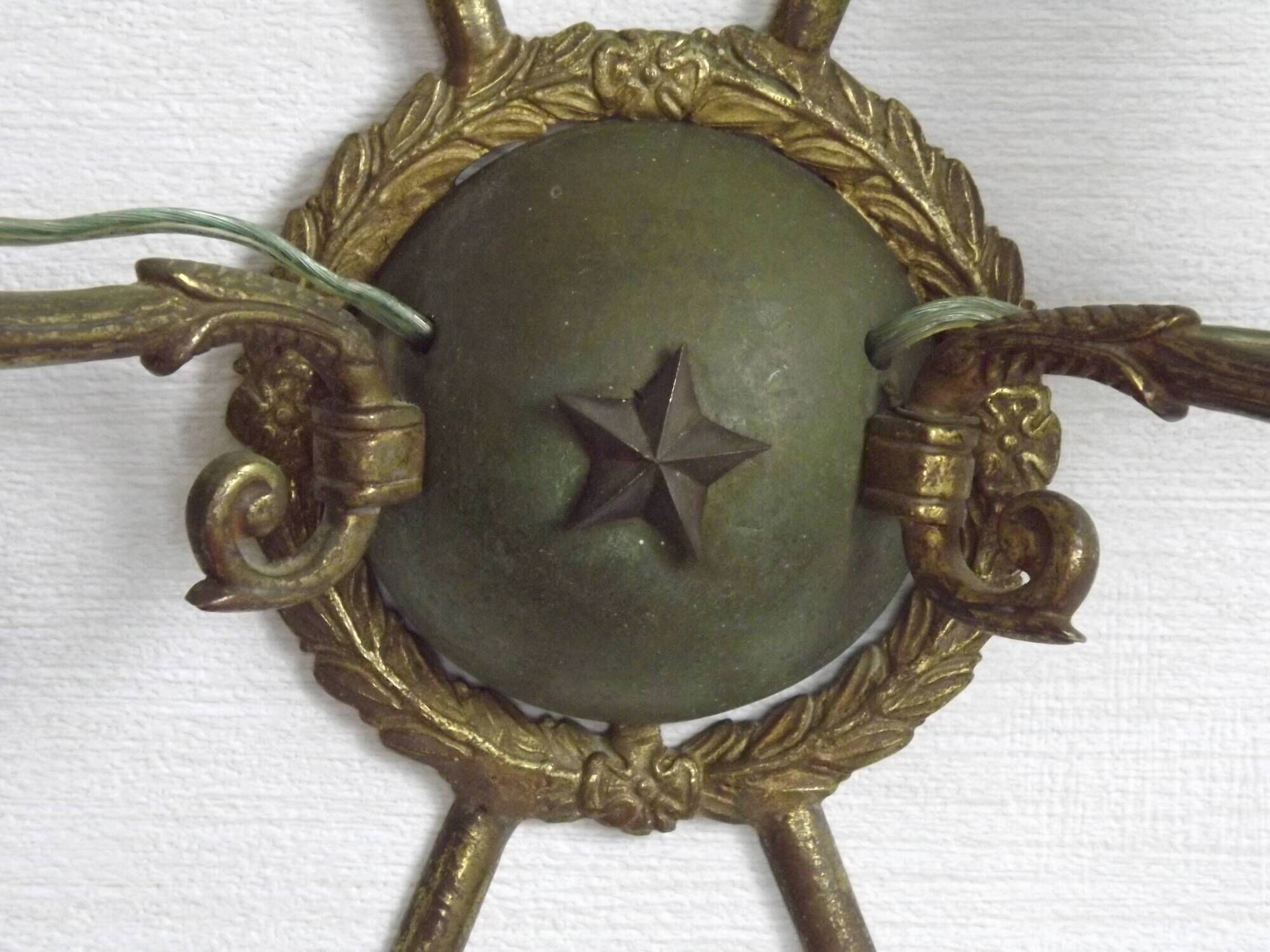 French Vintage Bronze Empire Arrow & Quiver Criss Cross Double Wall Sconces