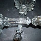 Set of 2 Egyptian-decorated candlesticks, Vallerysthal glassware, 1900