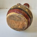 Antique Kabyle Algerian pottery vase with handle and polychrome geometric decorations