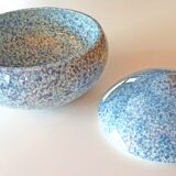 Large blue glazed ceramic biscuit jar Diameter 32.5 cm