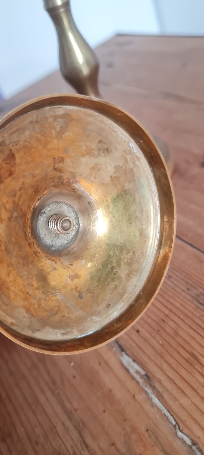 Pair of golden brass candle holders