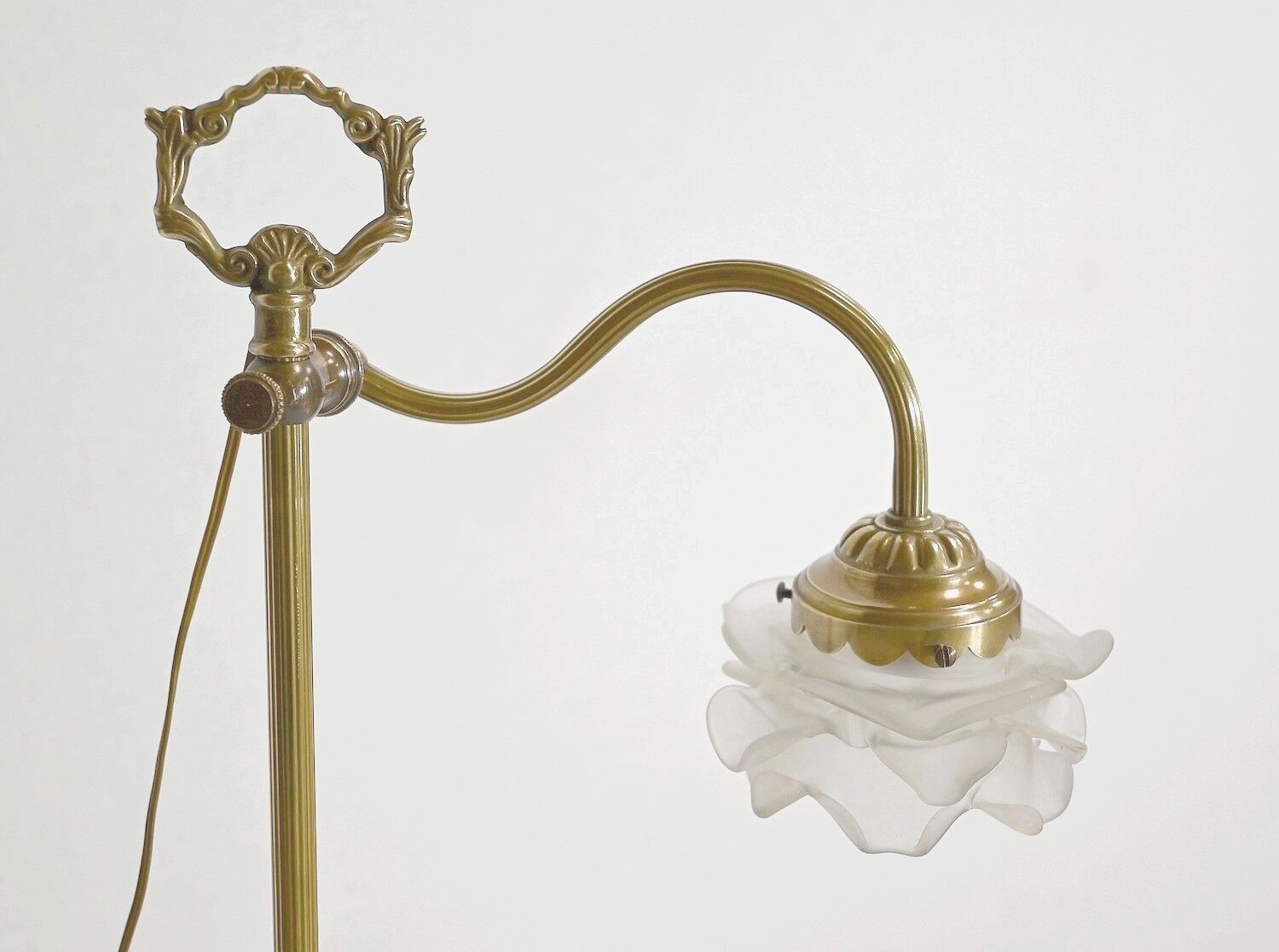 Tulip lamp in glass and bronze, adjustable, art deco 1920