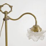 Tulip lamp in glass and bronze, adjustable, art deco 1920