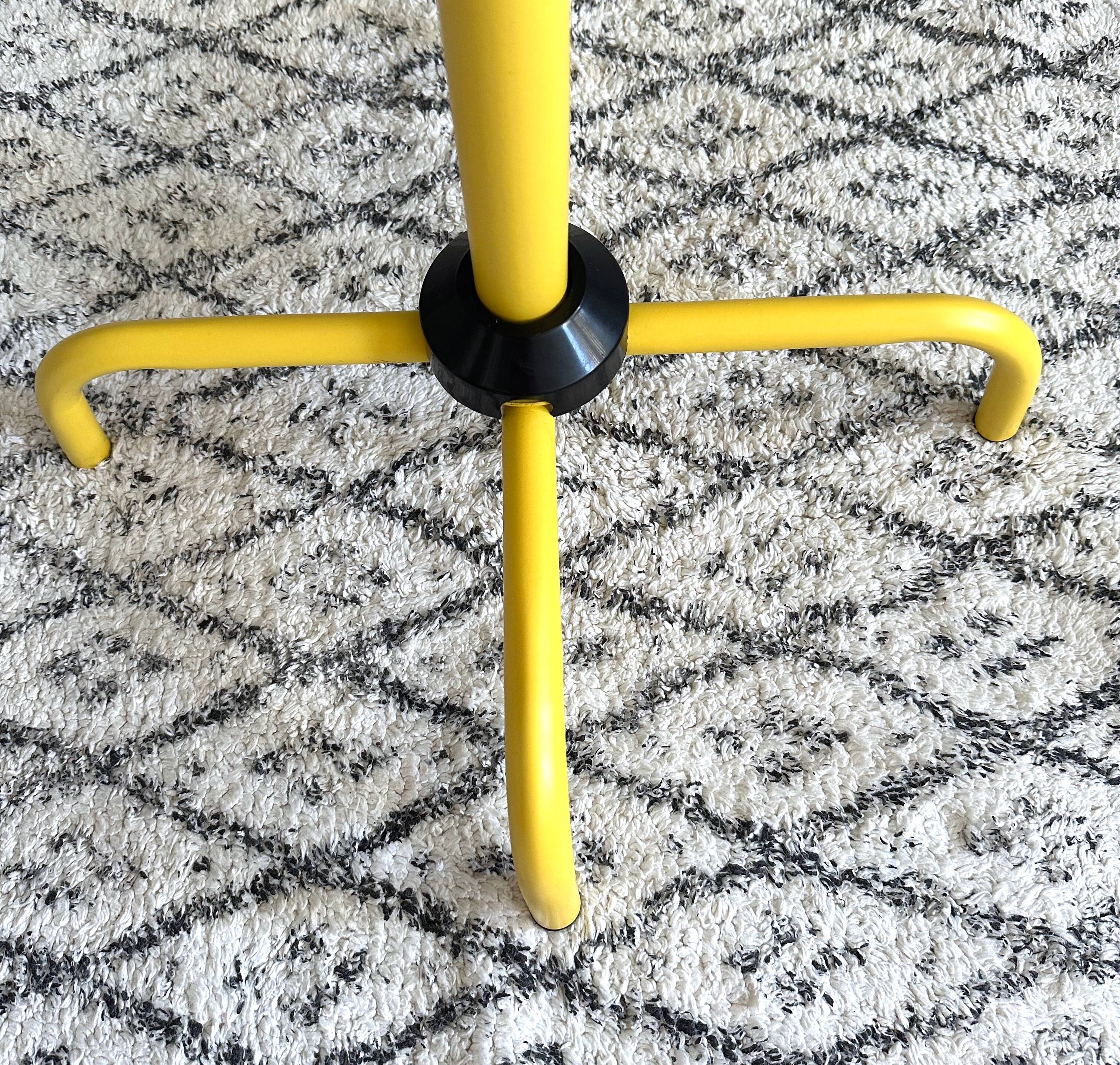 Vintage coat rack yellow, coat rack metall, 80's