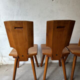 4 S28 elm chairs by Pierre Chapo, 1970