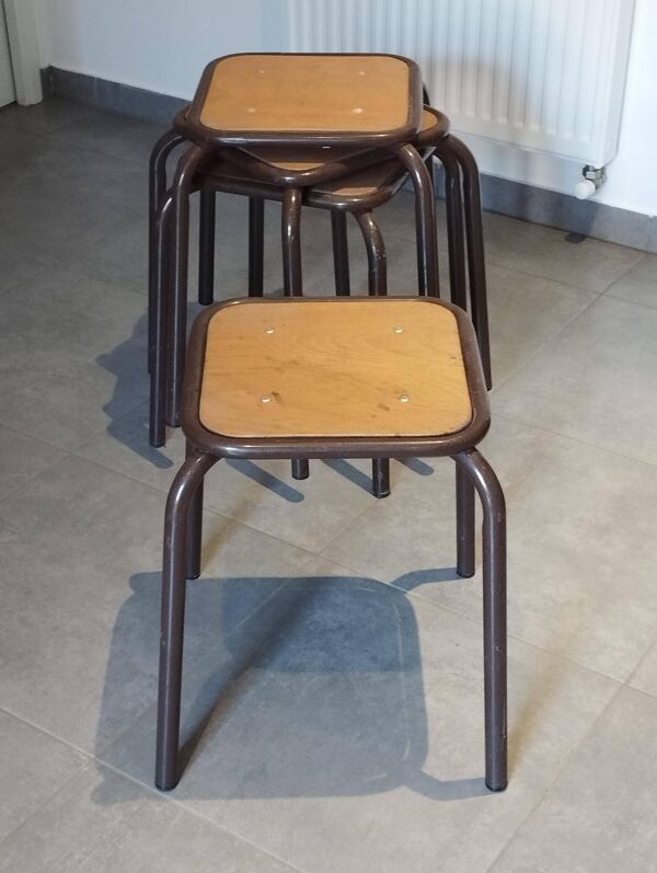 4 tabourets Mullca indus, atelier, école époque vintage