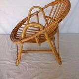 Vintage bamboo children's armchair and cushion