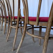 Set of 6 Vintage Bentwood Dining Chairs Set: 1970s , Red Uphols