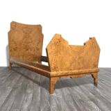 Art Deco Cubist Single Bed in Birch Burl, 1930s-1940s