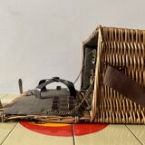 Vintage Flamingo Wicker Picnic Basket