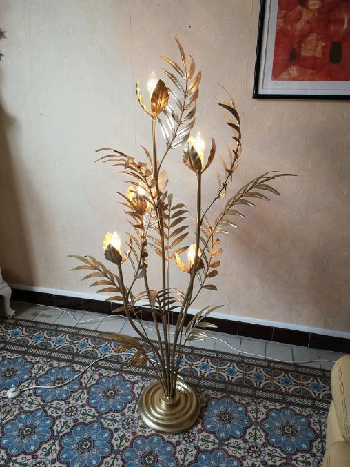 Hans Kogl gold metal lamppost 1960 1970 vintage