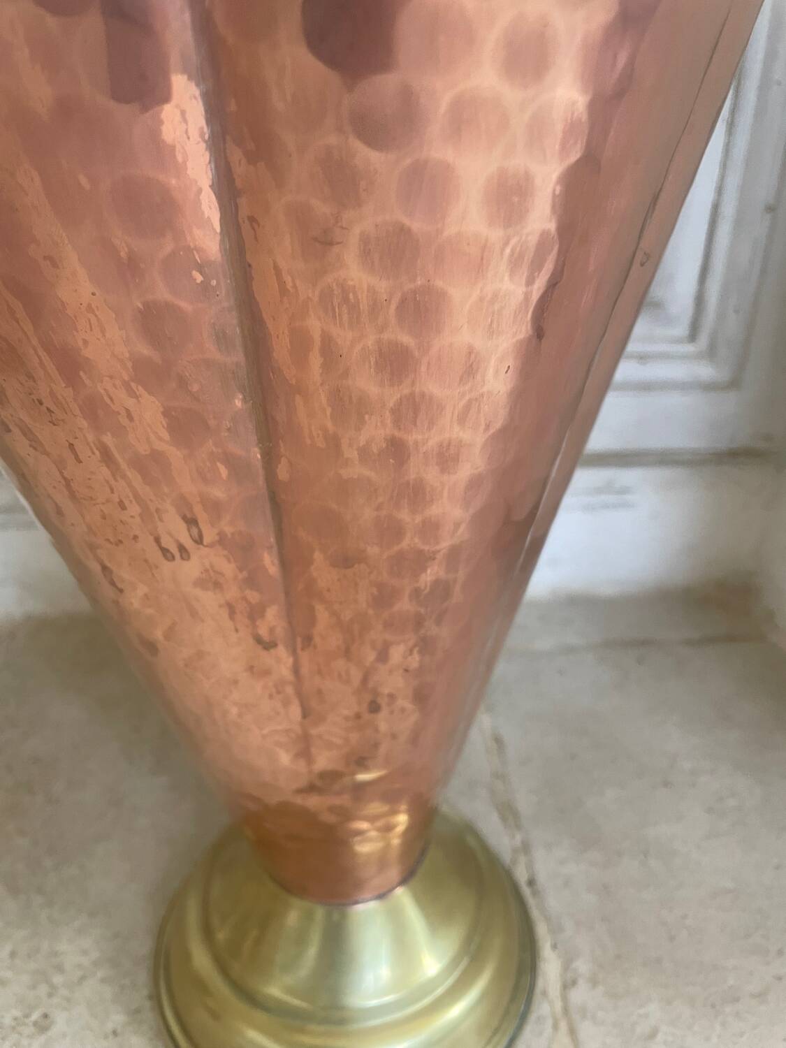 Vintage copper and brass umbrella stand