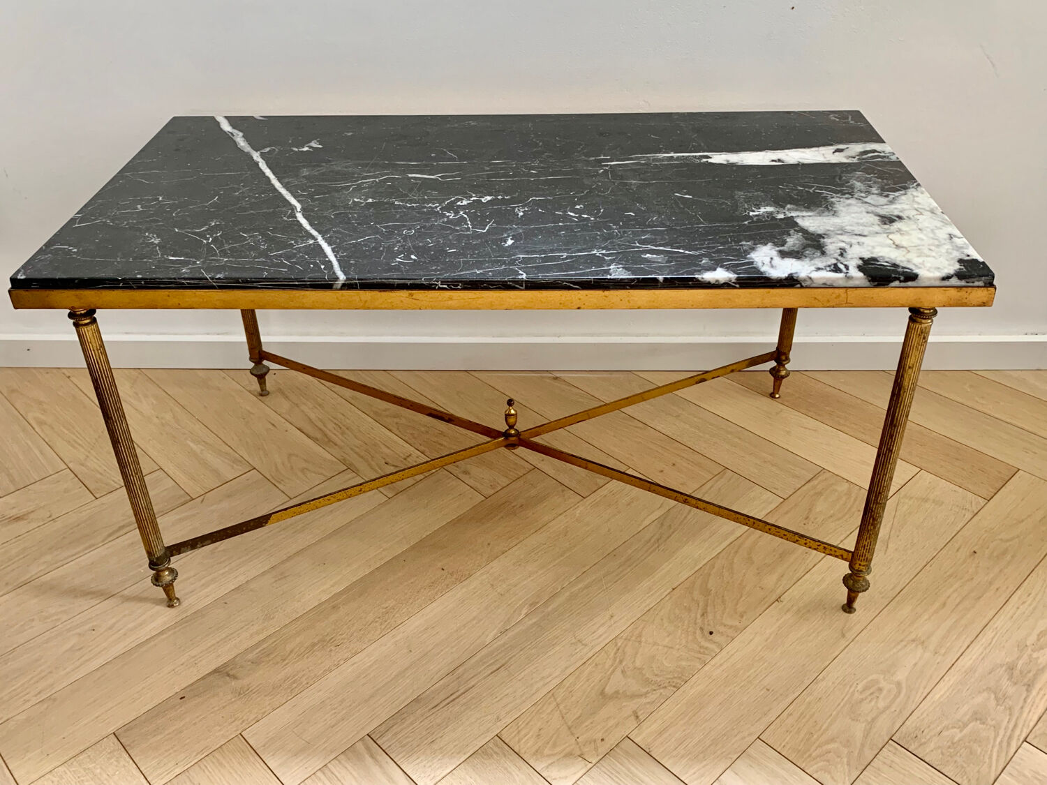 Brass and marble coffee table