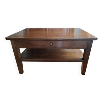 Rectangular solid walnut coffee table