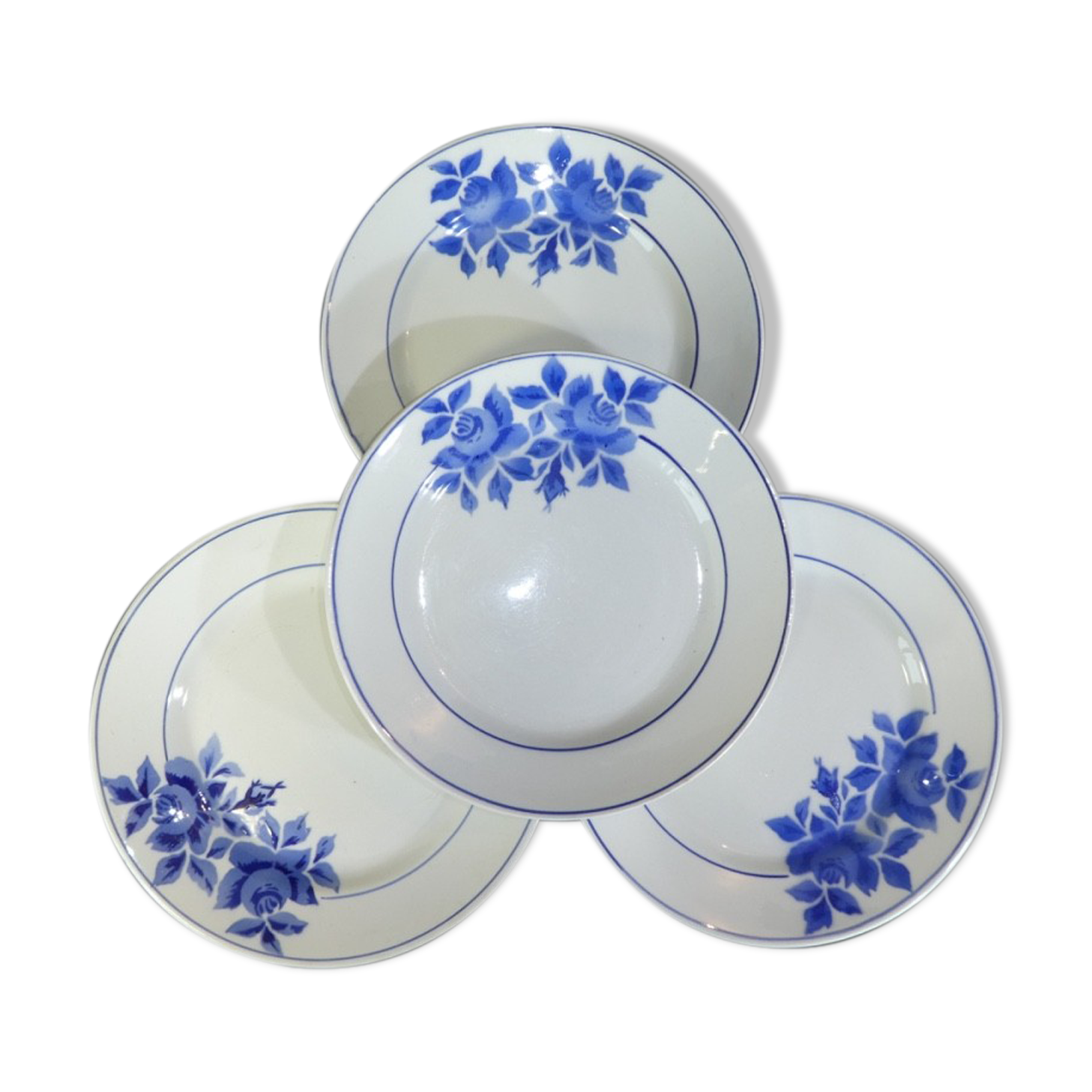 4 blue plates limoges model taurion