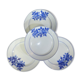 Set de 4 assiettes bleu Limoges modèle Taurion