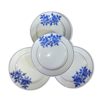 Set de 4 assiettes bleu Limoges modèle Taurion