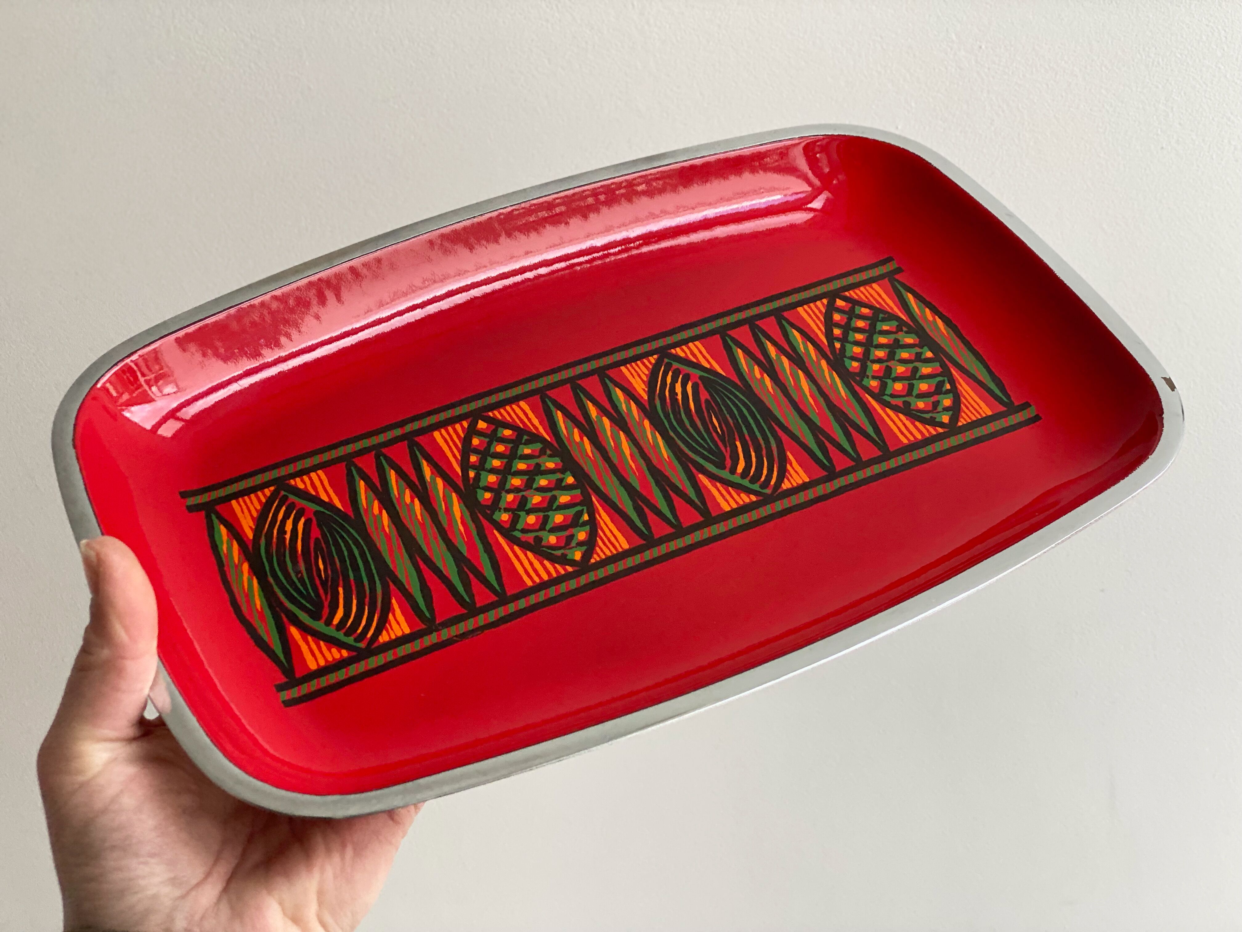 Vintage red enamel SILIT tray / serving dish