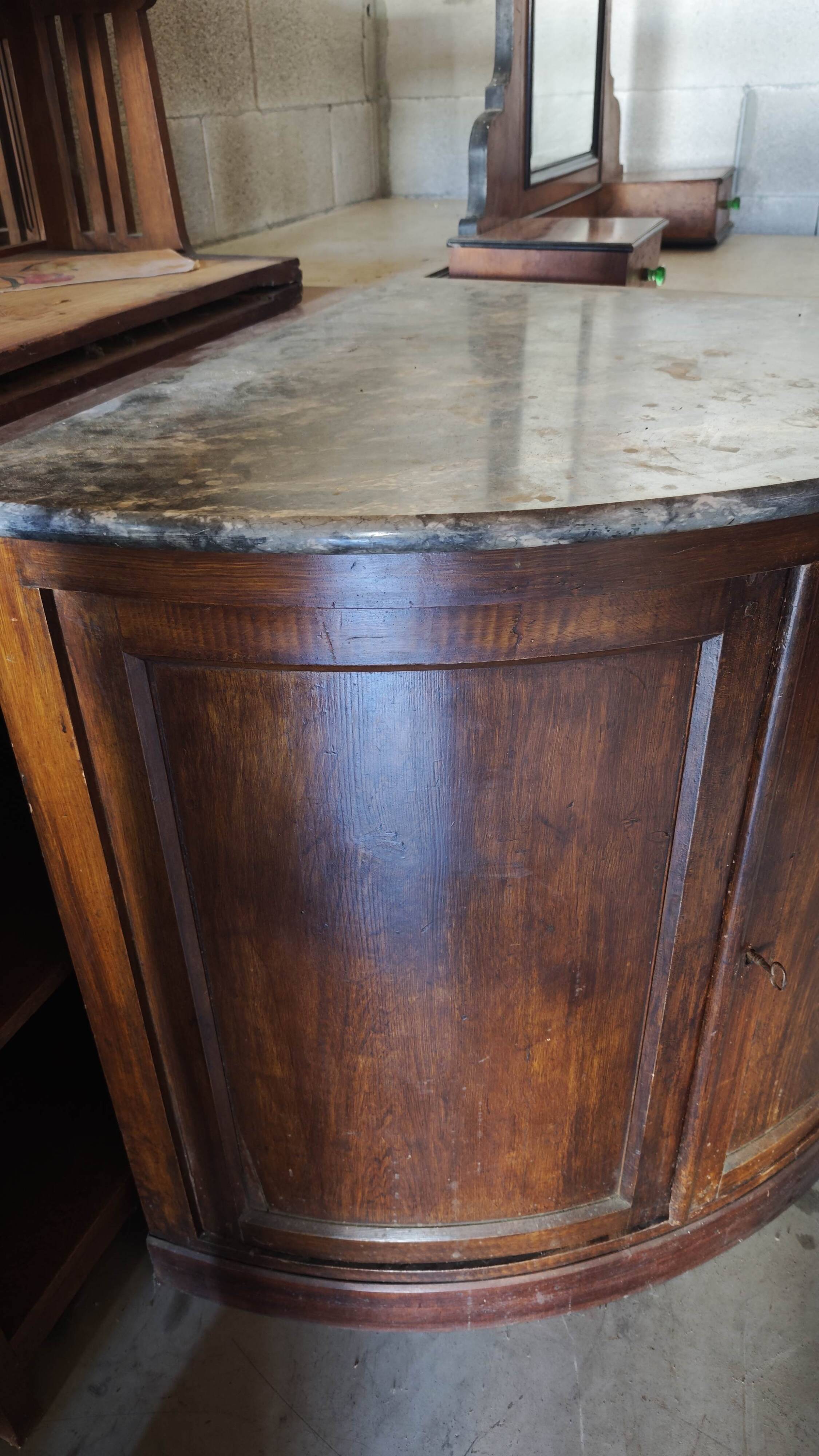 Rare Low Corner Cabinet from the Louis-Philippe Period – 19th Century – Marble Top