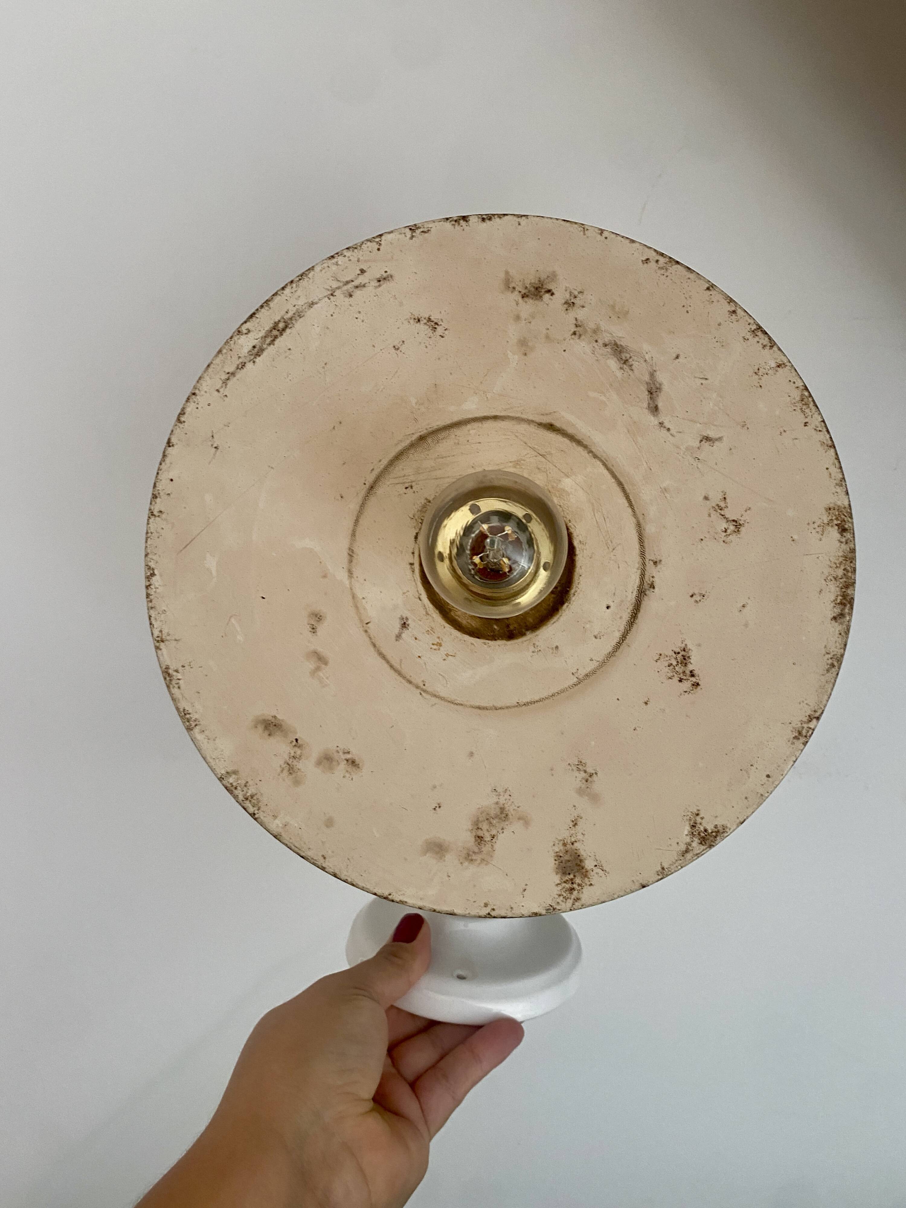 Vintage green enamelled sheet metal wall lamp shade - 1 -