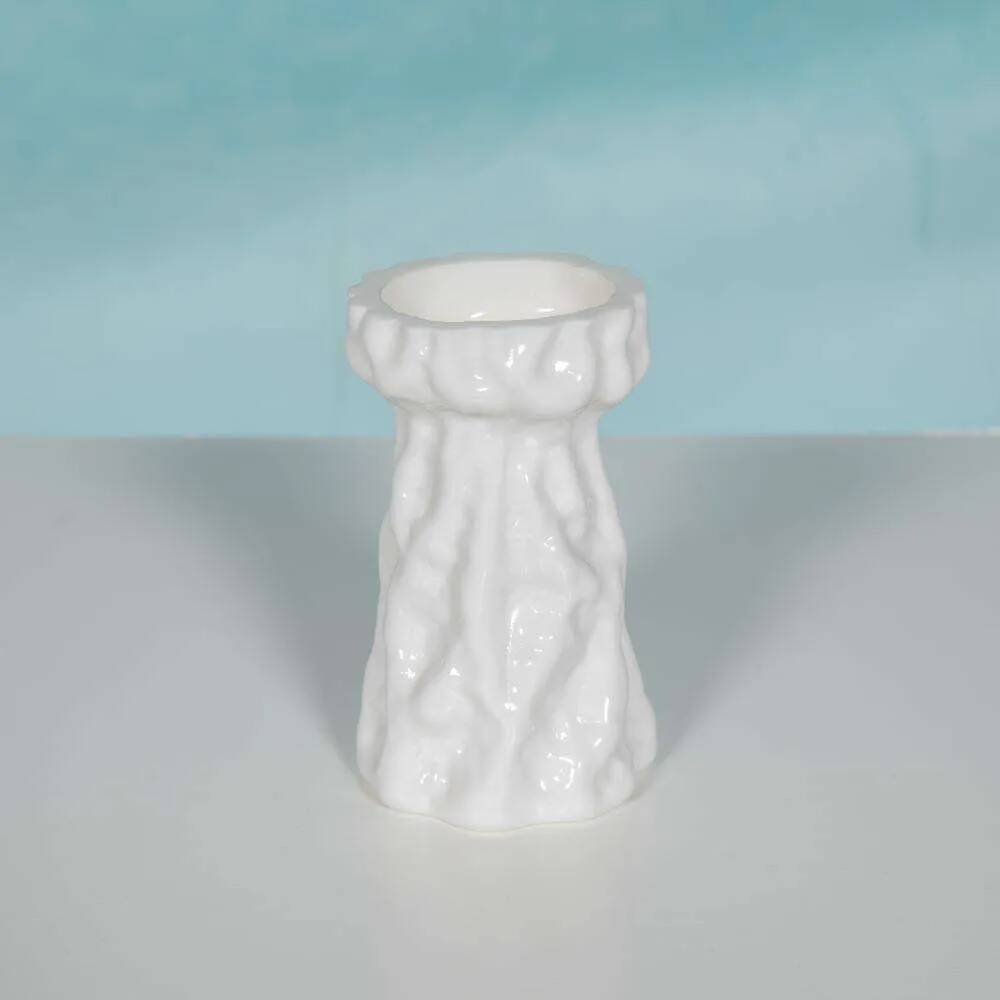 Vase Ingrid Glass Hyacinth Glass, milky white pressed glass with a glacier effect.