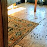 Solid oak farmhouse table with central drawer and extension