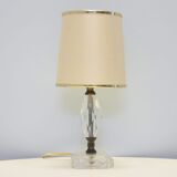 Vintage geometric glass lamp with beige and gold lampshade