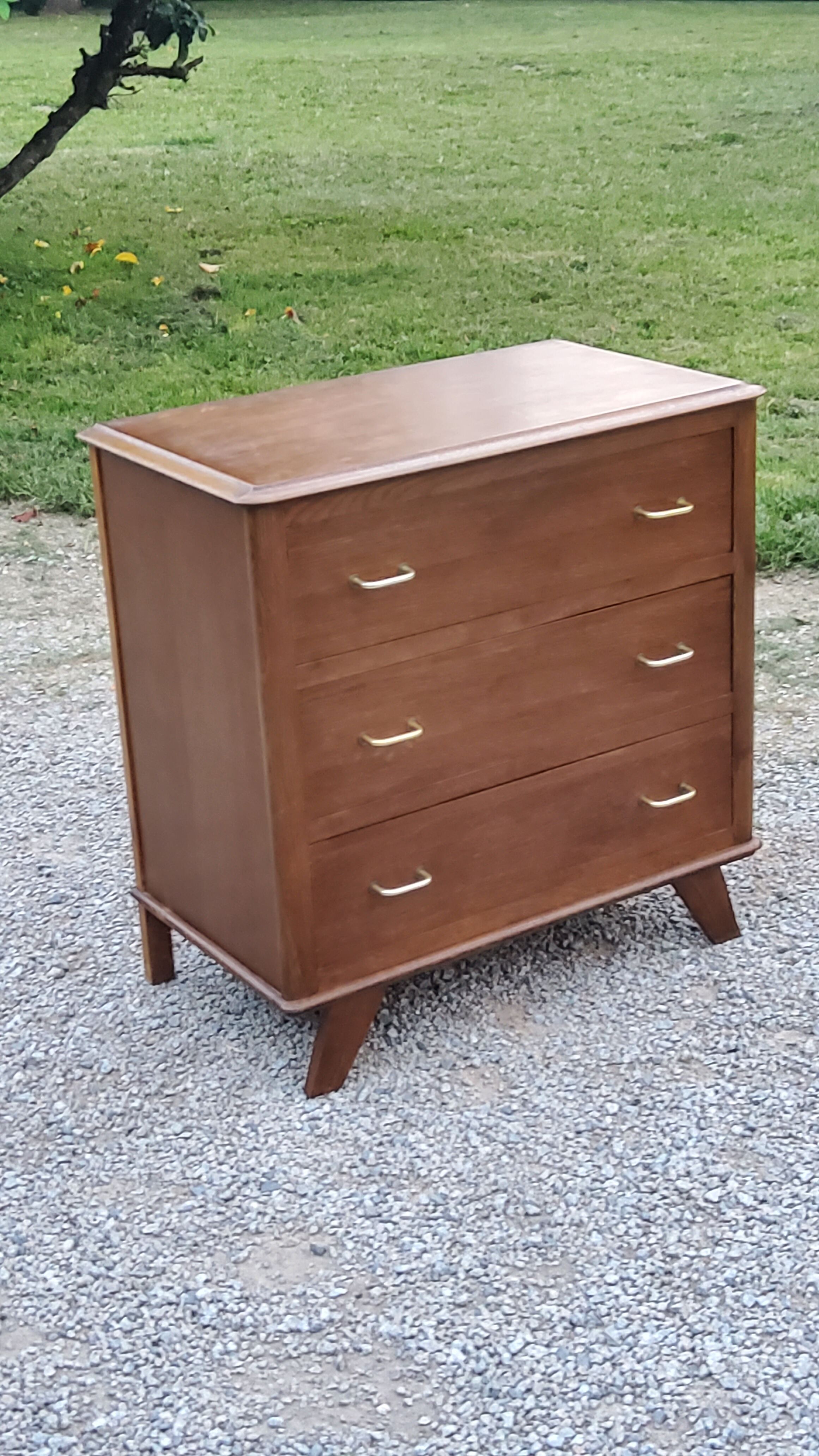 Vintage oak chest of drawers legs compass 3 drawers from the 50s