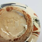 Round vase / signature fm / 1970s / mid-century / modernist / french ceramics