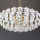 Chandelier, brass and crystal glass by Kinkeldey, Germany, 1970s.