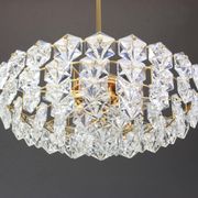 Chandelier, brass and crystal glass by Kinkeldey, Germany, 1970s.