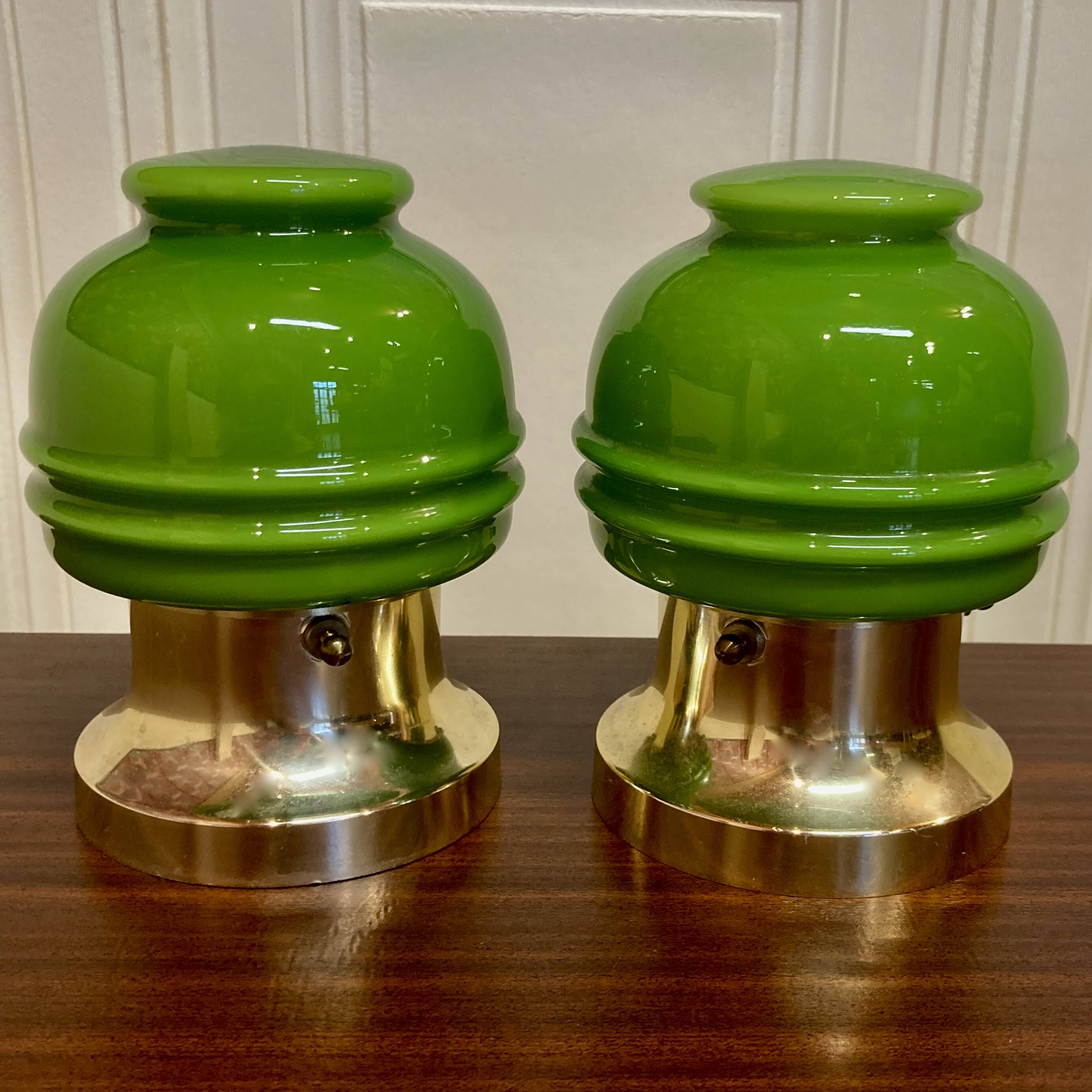 Paire de lampes verre Design scandinave 1950.