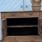 Buffet ancien 2 tiroirs en chêne massif brut esprit campagne chic