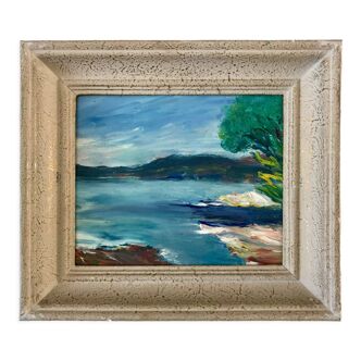 Painting landscape sea framed 50s