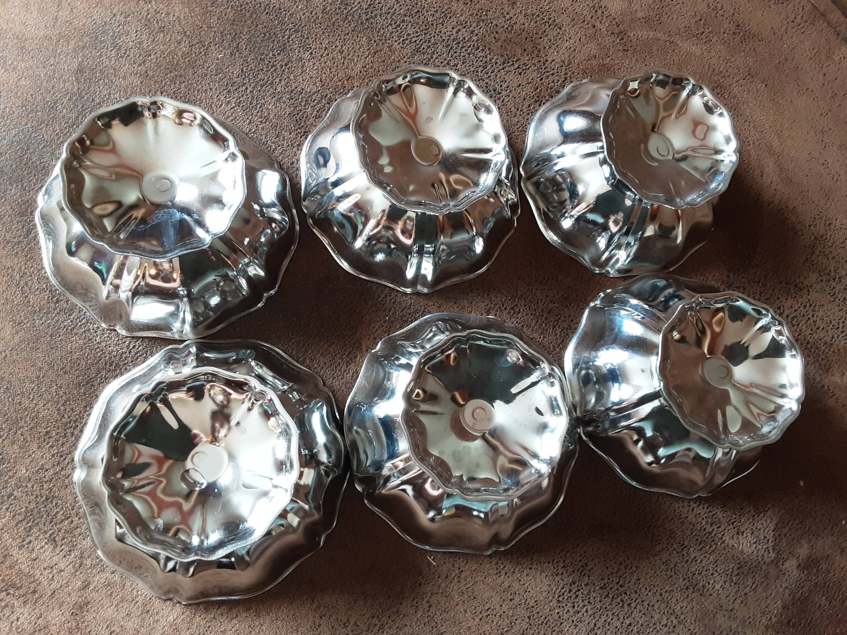 Lot de 6 coupelles  sur pied métal