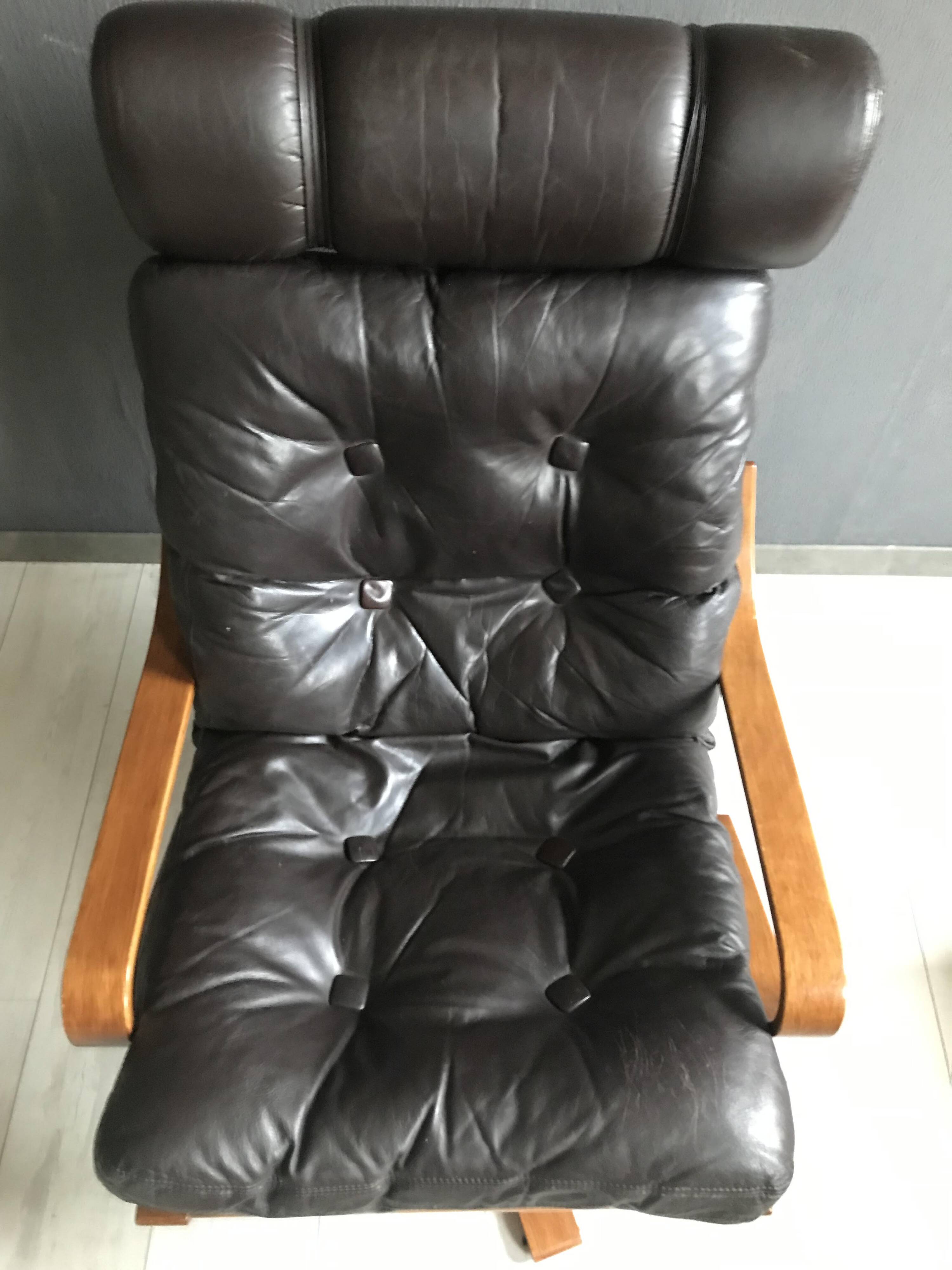 Fauteuil vintage en cuir danois des années 70
