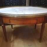 Oval hot water table in cherry and marble