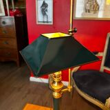 Large Empire Bouillotte Lamp in Brass and Lacquered Sheet Metal Restored - H6