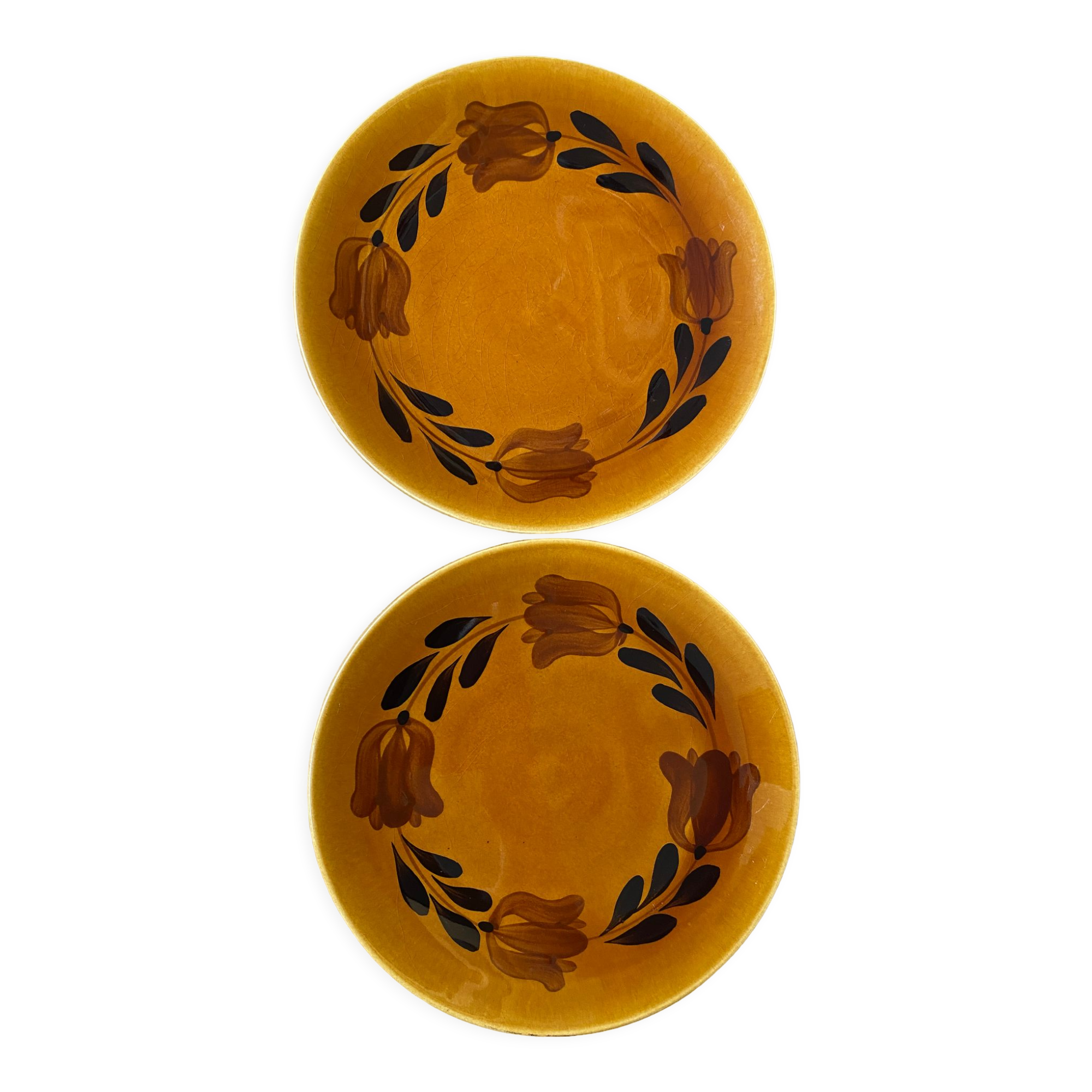 Set of 2 plates in earthenware of St Amand