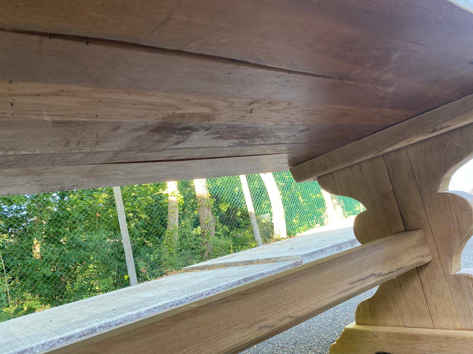 Large stripped solid oak monastery table – 200 cm