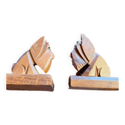 Vintage carved wooden bookends – Scottish Terrier dogs