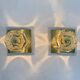Pair of Peil & Putzler ice cube glass wall lamps, 1970s
