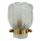 Vintage Hillebrand wall lamp ice glass with brass, 1970s Germany