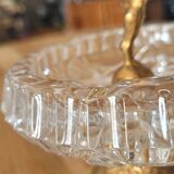 Tray / ashtray on a stand with cherub (glass and gilded metal)