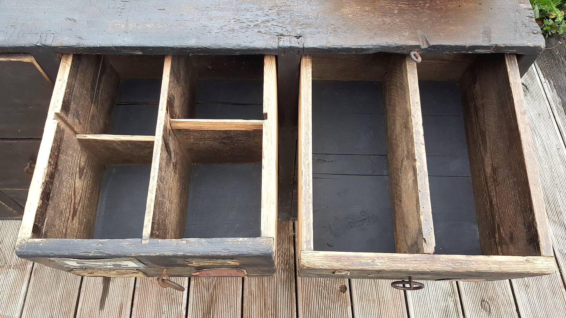 Furniture of old craft hardware with 12 drawers