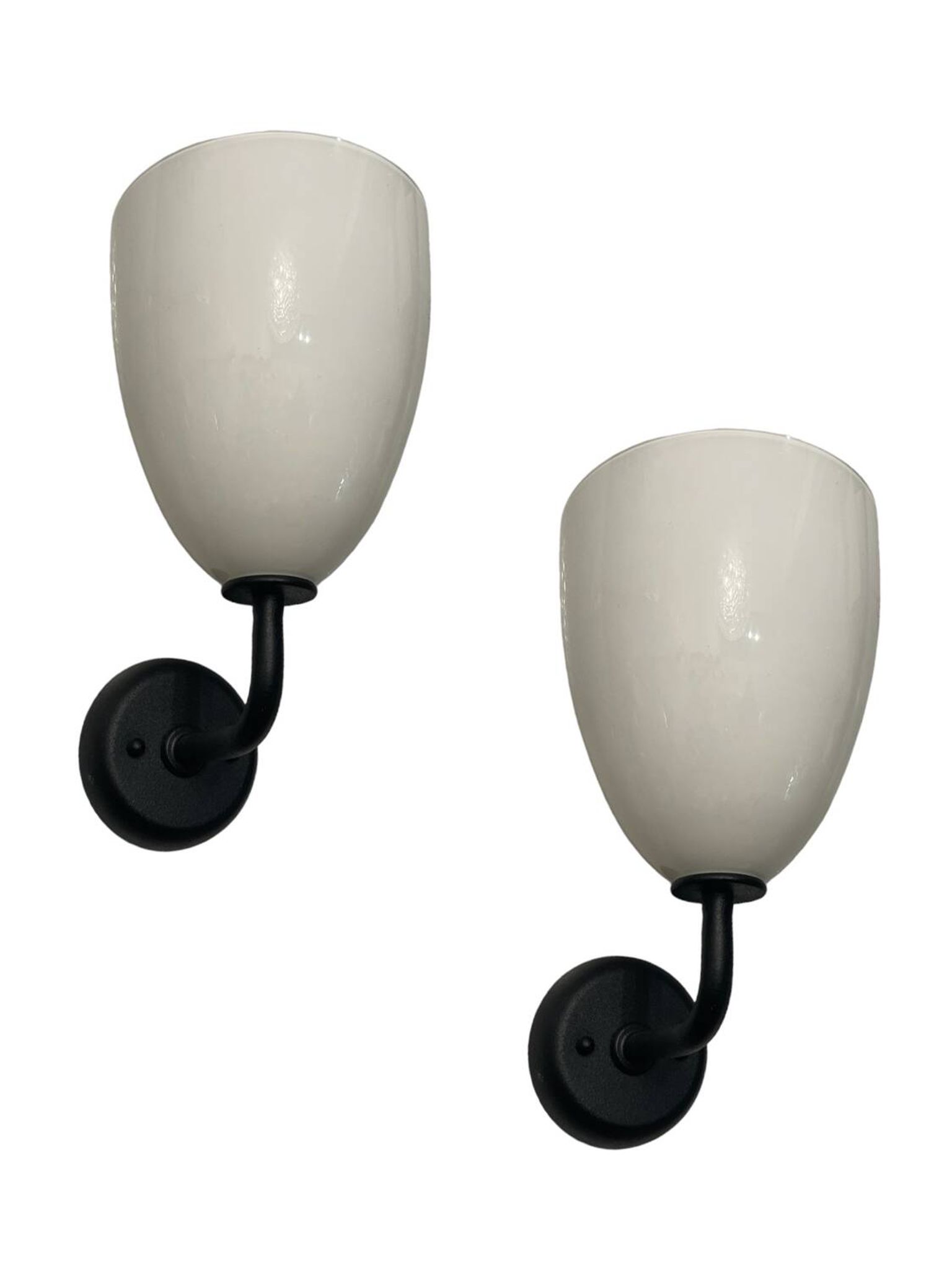 Appliques en Verre Opalin Noir et Blanc Set de 2