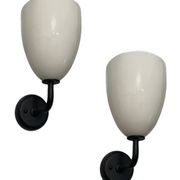 Appliques en Verre Opalin Noir et Blanc Set de 2