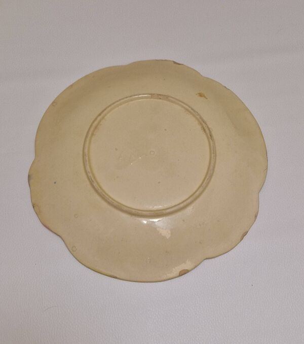 5 assiettes en barbotine ''faience d'art'' peinte a la main