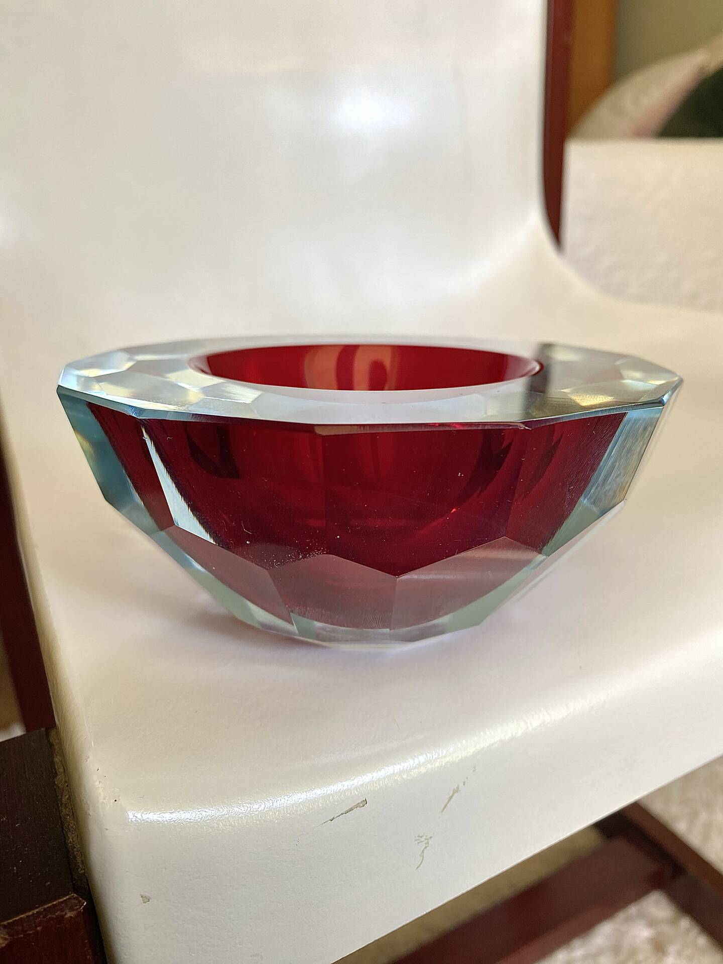 Murano glass geode faceted bowl