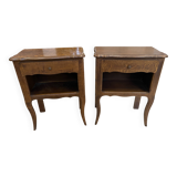 Pair of oak bedside tables with drawer and niche from the 1950s.